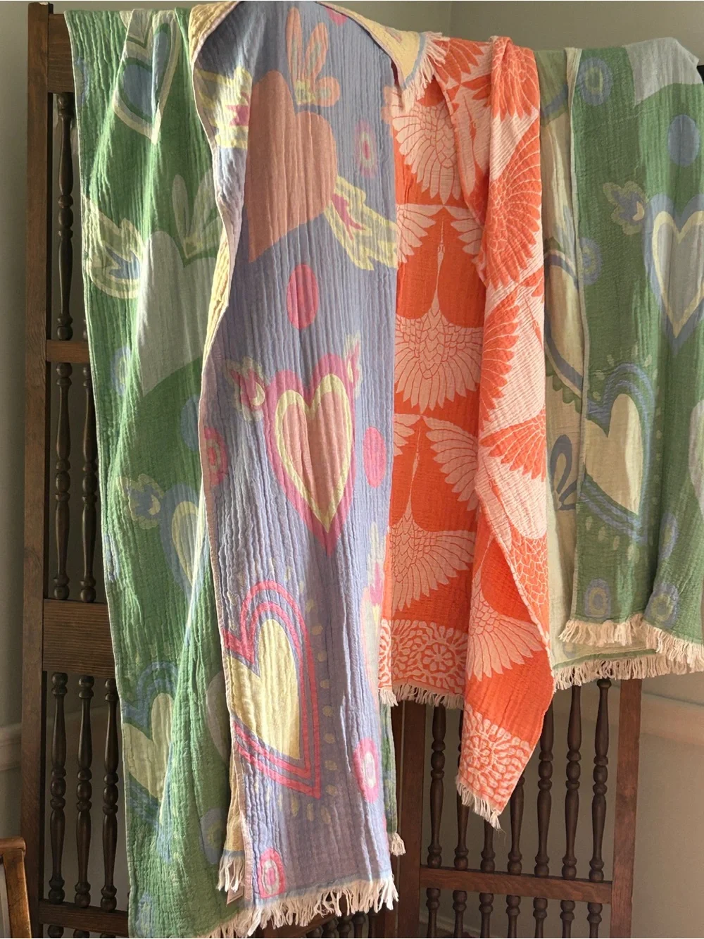 Neon Coast Modern Anthracite Orange Woven 100% Cotton Birds in Flight Throw NEW